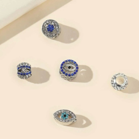 🆕🧿 5Pc Beautiful Rhinestone Evil Eye Charms NWT - Picture 3 of 5